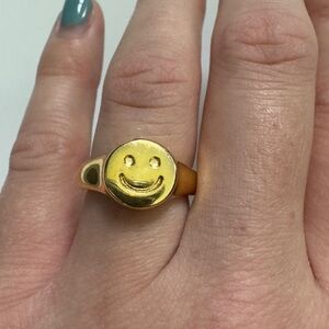 Gold Smiley Face Ring with Playful Design